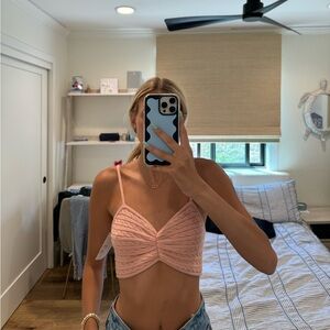 chloe and co light pink knit tank top